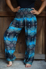 Turquoise Paisley Harem Pants, Hippie Pants, Boho Pants, Paisley Pants