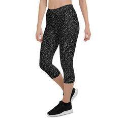 Black Bear Fur Capri Leggings for Women