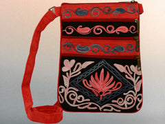 Suede Embroidered Five Zipper Cross-Body Bag