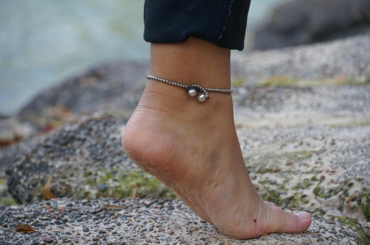 Turquoise Band Boho Silver Anklet