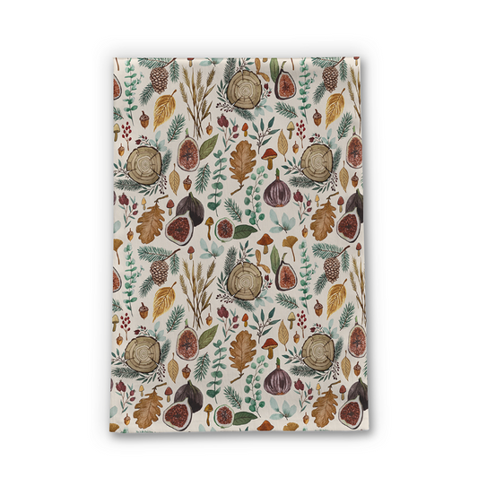 Figs, Mushrooms, and Leaves Tea Towel