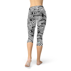 Womens Zebra Stripe Capri Leggings