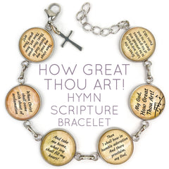 How Great Thou Art Hymn & Scripture Glass Charm Bracelet – Stainless