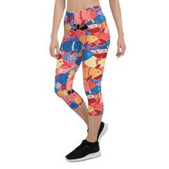 Colorful Fish Capri Leggings for Women