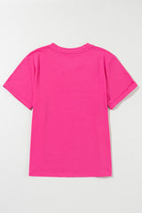 Red Solid Color Basic Crew Neck Plain Tee