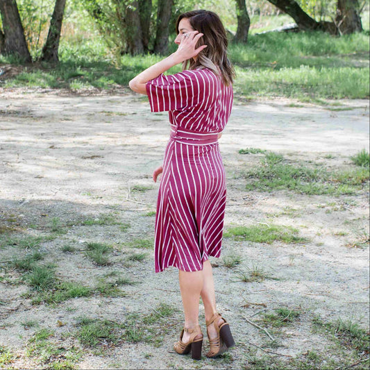 Striped Vee Neck Dress