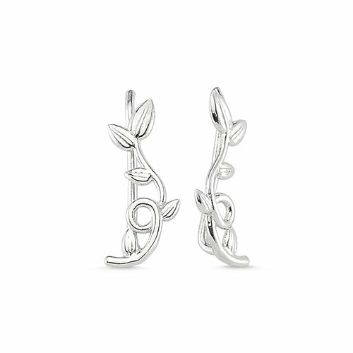 Dainty Silver Delicate Ivy Branch Ear cuffs Earrings