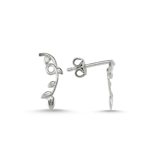 Dainty Silver Delicate Ivy Branch Ear cuffs Earrings