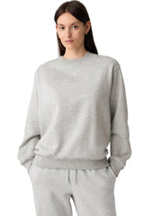 Smoke Green Solid Color Drop Shoulder Terry Sweatshirt