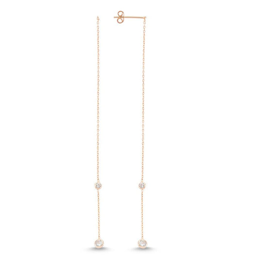 Dainty Diamond Minimalist Long Threader Earrings