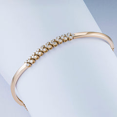 14K Yellow Gold Bracelet with 28 Round-Cut Lab-Created Diamonds 0.573