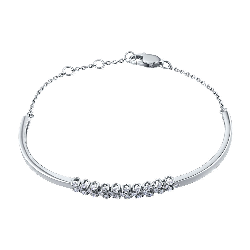 14K White Gold Bracelet with 28 Round-Cut Lab-Created Diamonds 0.571