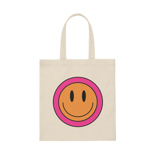 Retro Smiley Canvas Tote Bag