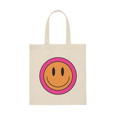 Retro Smiley Canvas Tote Bag