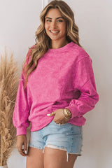 Blank Sweatshirt - Rosy Distressed Casual Loose Pullover Sweatshirt Customized