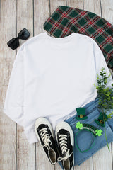 Blank Sweatshirt - White Plain Comfy Knit Pullover Sweatshirt Customized