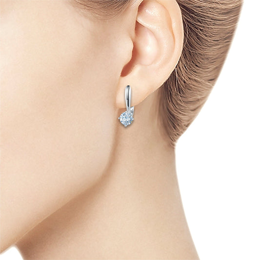 14K White Gold Earrings with 0 Round-Cut Diamond 1.66 CT.TW