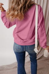 Smoke Green Solid Color Drop Shoulder Terry Sweatshirt