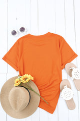 Blank T Shirt - Orange Crewneck Rolled Up Short Sleeve Plain T-Shirt Customized