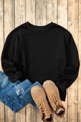 Smoke Green Solid Color Drop Shoulder Terry Sweatshirt