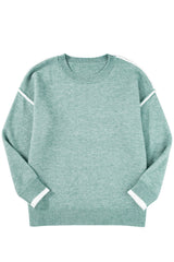 Moonlight Jade Contrast Edge Crewneck Knit Sweater