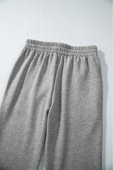 Light Grey Plain Fleece Lined Drawstring Waist Pants