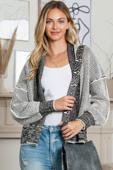 Apricot Gingham Contrast Trim Open Front Cardigan