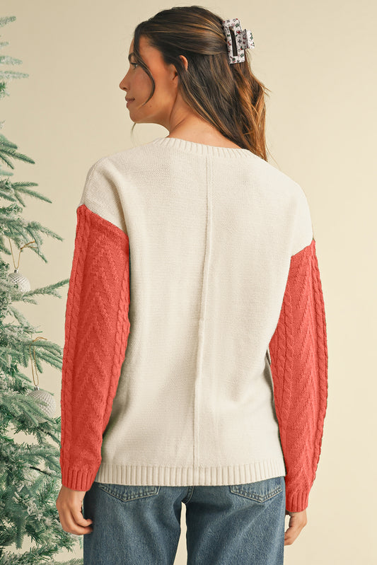 Gold Flame Colorblock Pocket Drop Shoulder Sweater