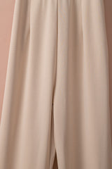 Apricot Boat Neck Knot Wide Leg Jumpsuit