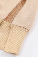 Khaki Plain Drop Shoulder Ribbed Trim Oversized Sweatshirt