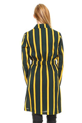 Trench Coat Multi Stripe Long Line Belted Jacket