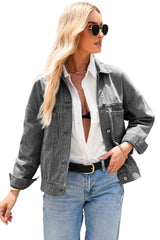 Light Blue Washed Oversized Pocketed Denim Jacket