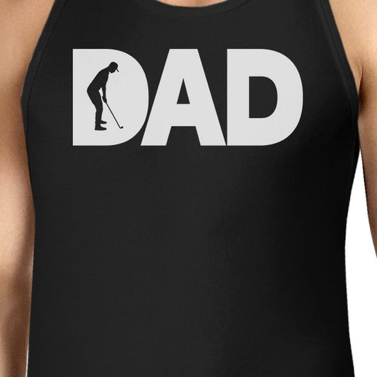 Dad Golf Mens Black Cotton Tank Top Funny Graphic