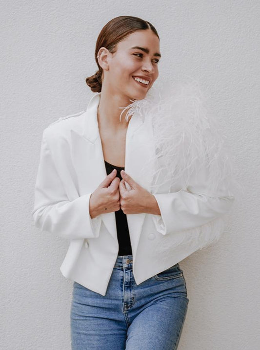 Lydia Ostrich Feather Blazer