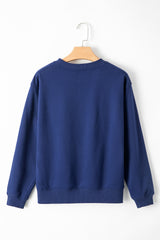 Smoke Green Solid Color Drop Shoulder Terry Sweatshirt