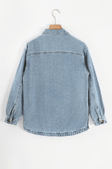 Dusk Blue Side Pocket Buttons Denim Jacket