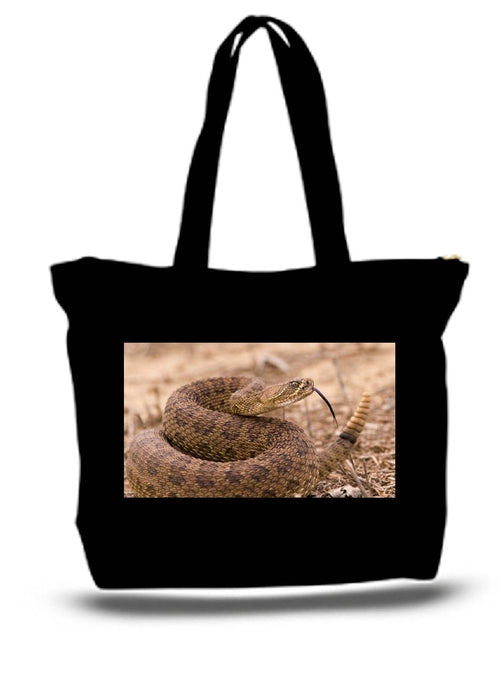 Rattlesnake Large Tote New Zipper Bag