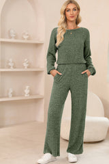 Black Solid Ribbed Knit Keyhole Back High Waist Jumpsuit