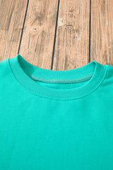 Smoke Green Solid Color Drop Shoulder Terry Sweatshirt