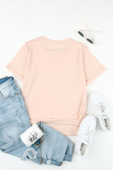 Blank T Shirt - Orange Crewneck Rolled Up Short Sleeve Plain T-Shirt Customized