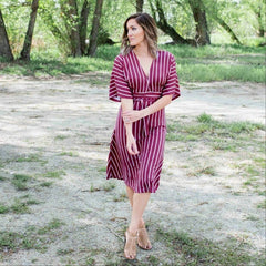 Striped Vee Neck Dress