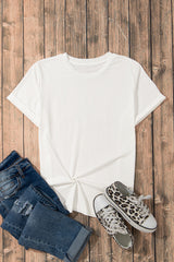 Red Solid Color Basic Crew Neck Plain Tee