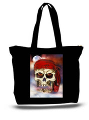 Glaring Skull With Eyes Large Tote New Zipper Bag