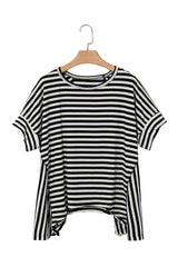 Black Striped Batwing Sleeve Oversized Top