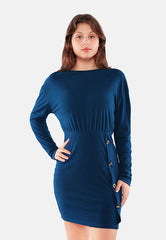 Fitted Button Detail Bodycon Dress