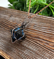 Black Wire Wrapped D8 Dice Pendant