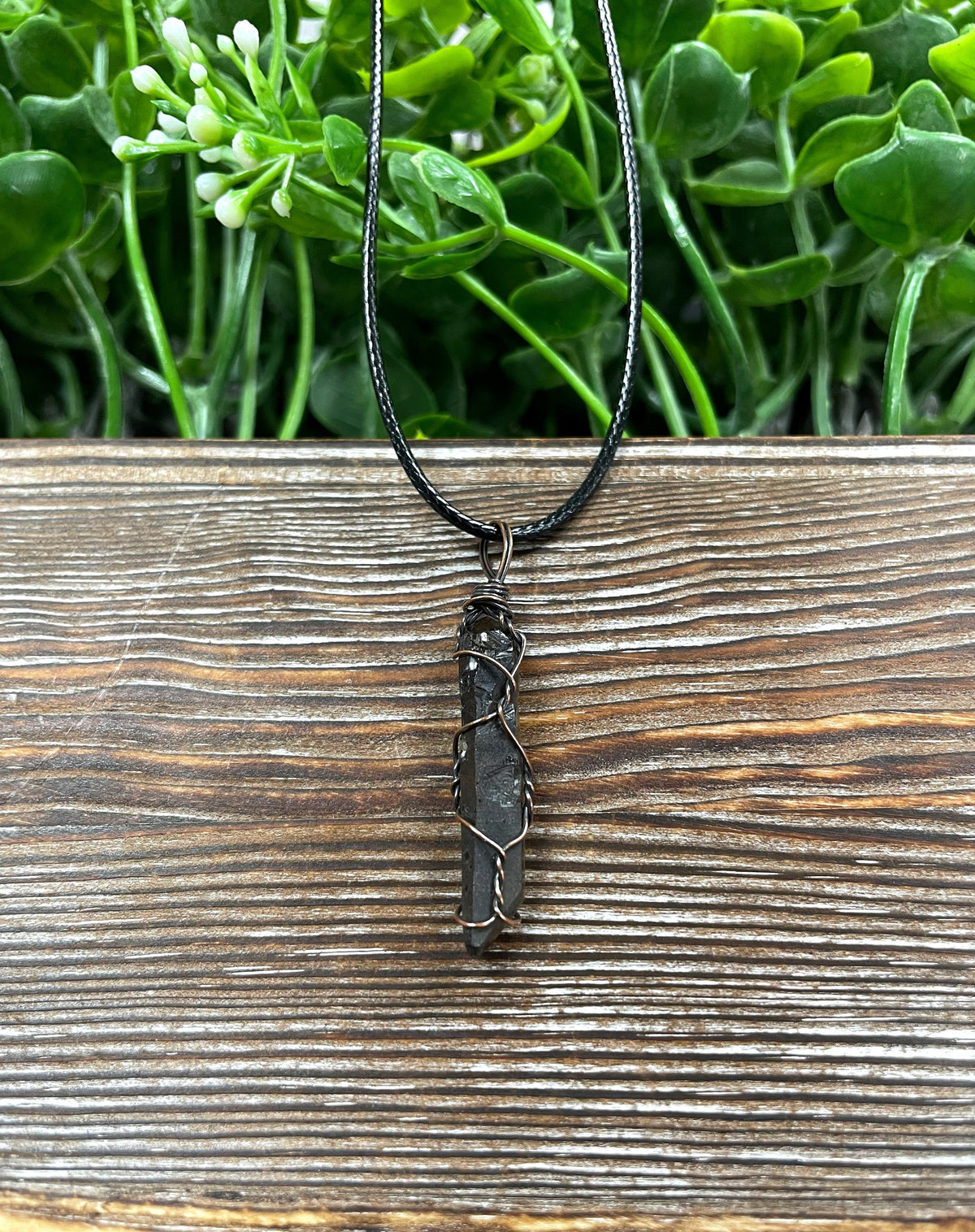 Wire Wrapped Smoky Quartz Crystal Gemstone Pendant