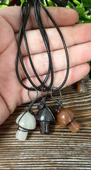 Wire Wrapped Mushroom, Random Gemstone Necklace,Tigers Eye Sodalite