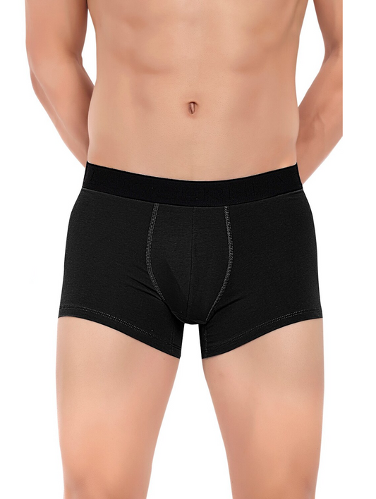 Men Spandex solid trunks (Size-34inches) (Color-BLACK)