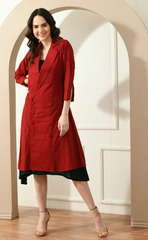 RED JACKET DRESS WITH INNER (Size S)